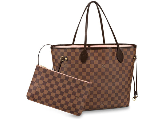 Louis Vuitton Neverfull Damier Ebene MM Rose Ballerina Lining