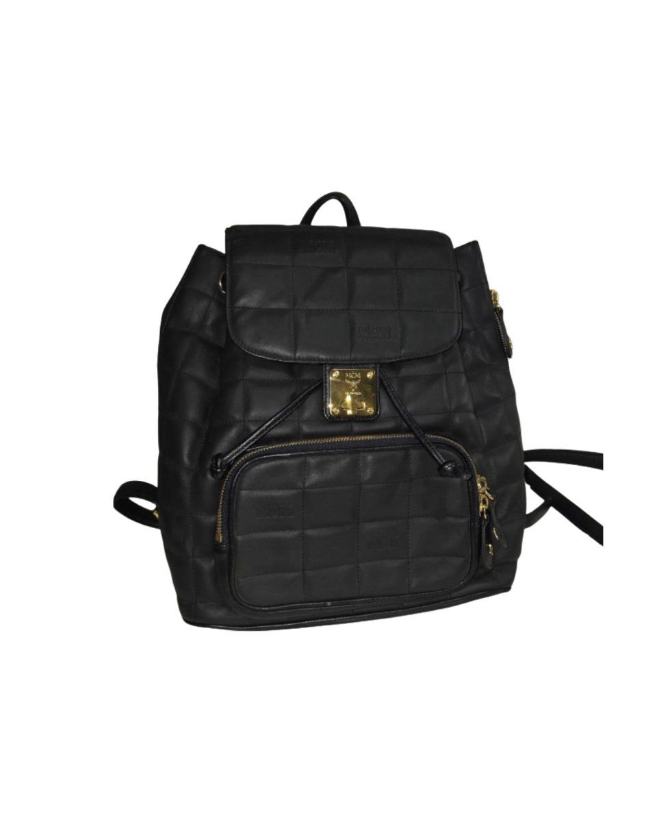 MCM Quilted Leather Black Drawstring Backpack - Handbags - Jawns on Fire Sneakers &amp; Shoes