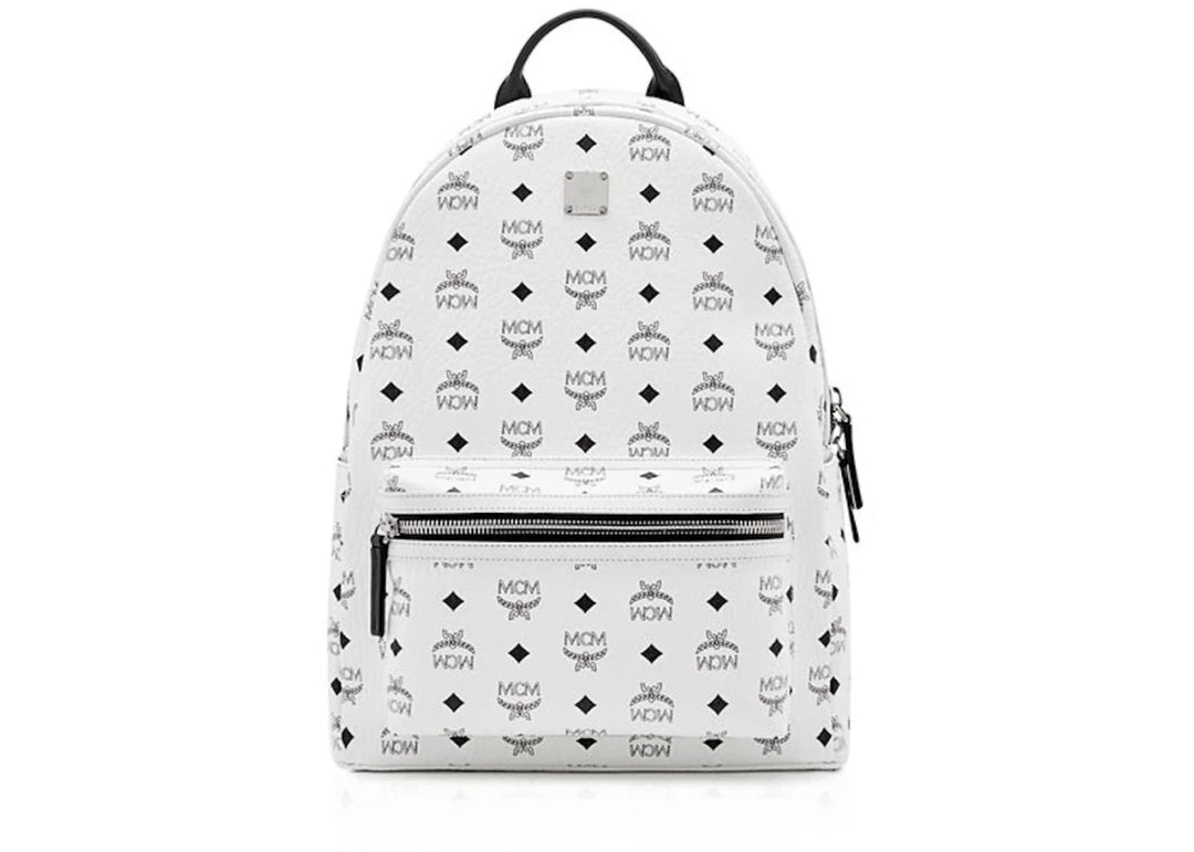 MCM Stark Backpack Visetos Medium White - Handbags - Jawns on Fire Sneakers & Shoes