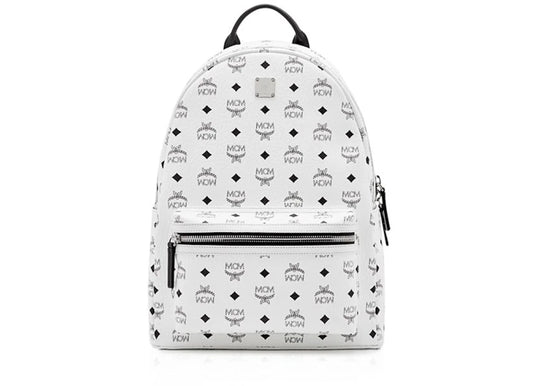 MCM Stark Backpack Visetos Medium White - Handbags - Jawns on Fire Sneakers & Shoes