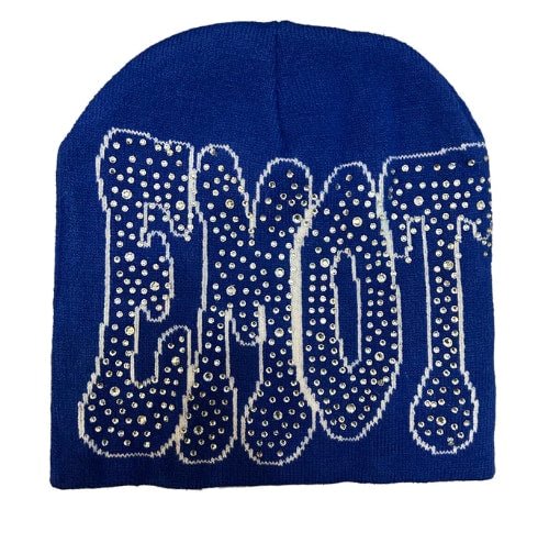 Mixed Emotions Blue ‘Rhinestone’ Beanie - Clothing Accessory - Jawns on Fire Sneakers &amp; Shoes