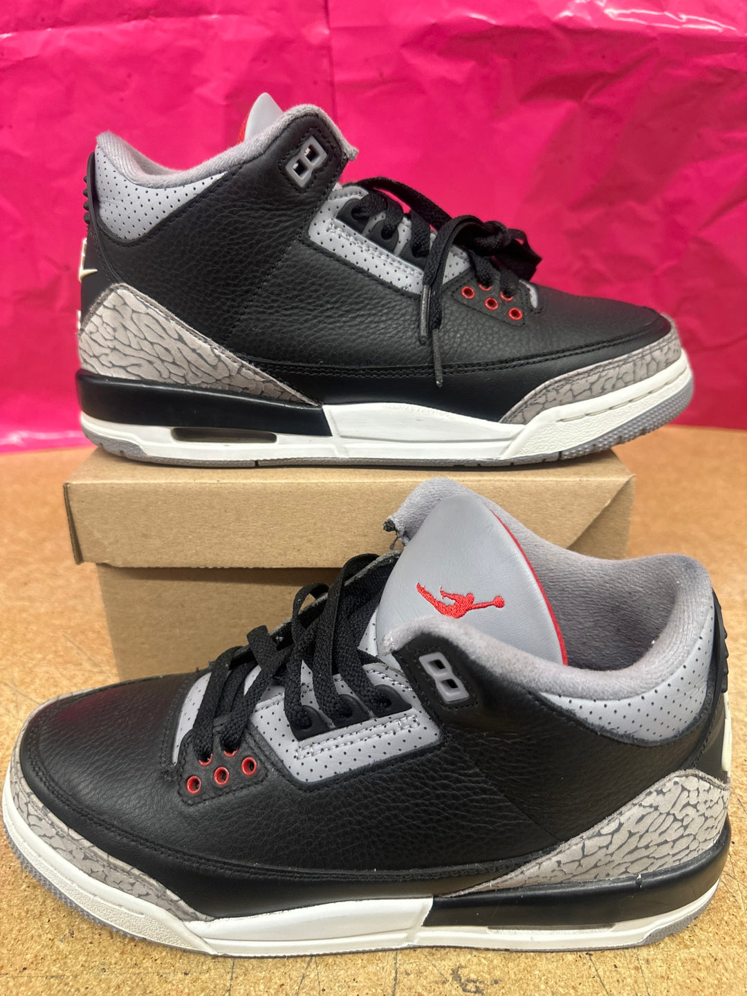 Jordan 3 Black Cement GS 7 Used No Box