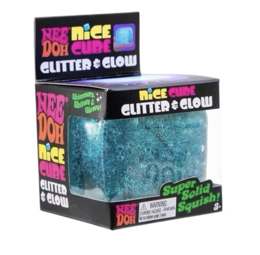 NeeDoh Nice Cube Glitter and Glow Squishy Fidget Toy Assorted Color - Sensory Toys - Jawns on Fire Sneakers & Shoes