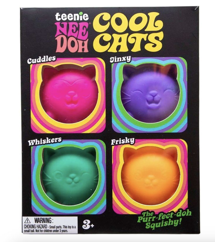 NeeDoh Teenie Cool Cats Stress Ball 4 - Pack - Sensory Toys - Jawns on Fire Sneakers & Shoes