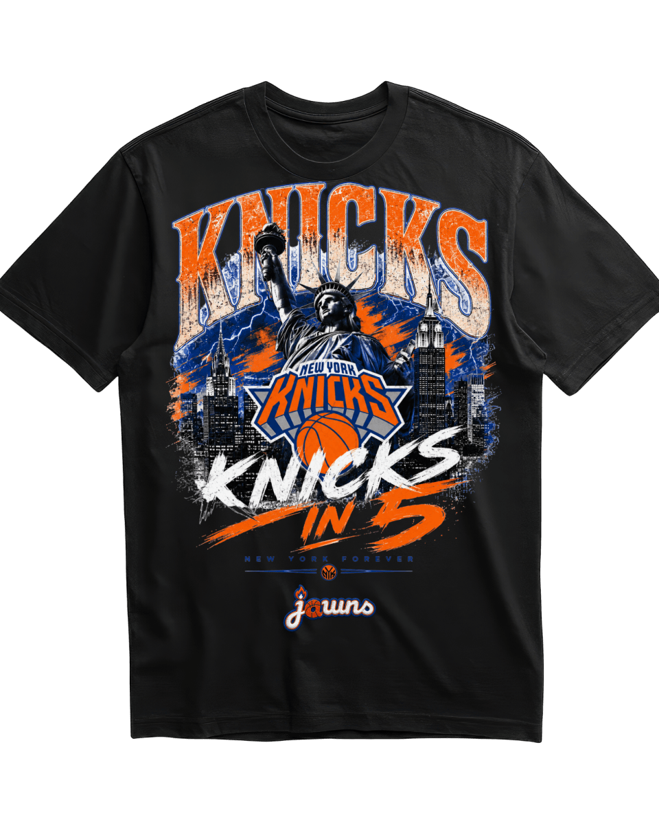 New York Knicks In 5 2026 NBA World Champions - Black T-Shirt - T-Shirt - Jawns on Fire Sneakers & Shoes