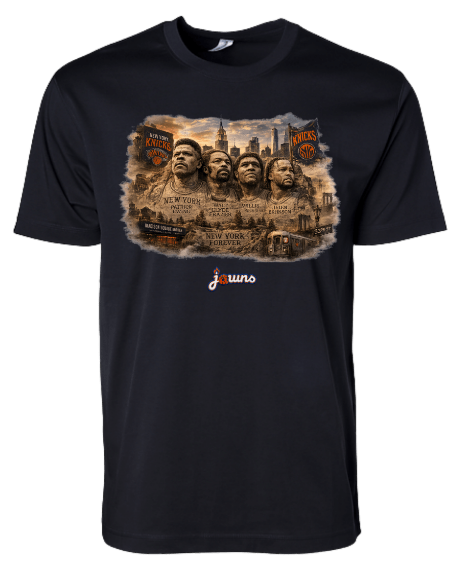 New York Knicks Mount Rushmore JAWNS Black T-Shirt - T-Shirt - Jawns on Fire Sneakers & Shoes