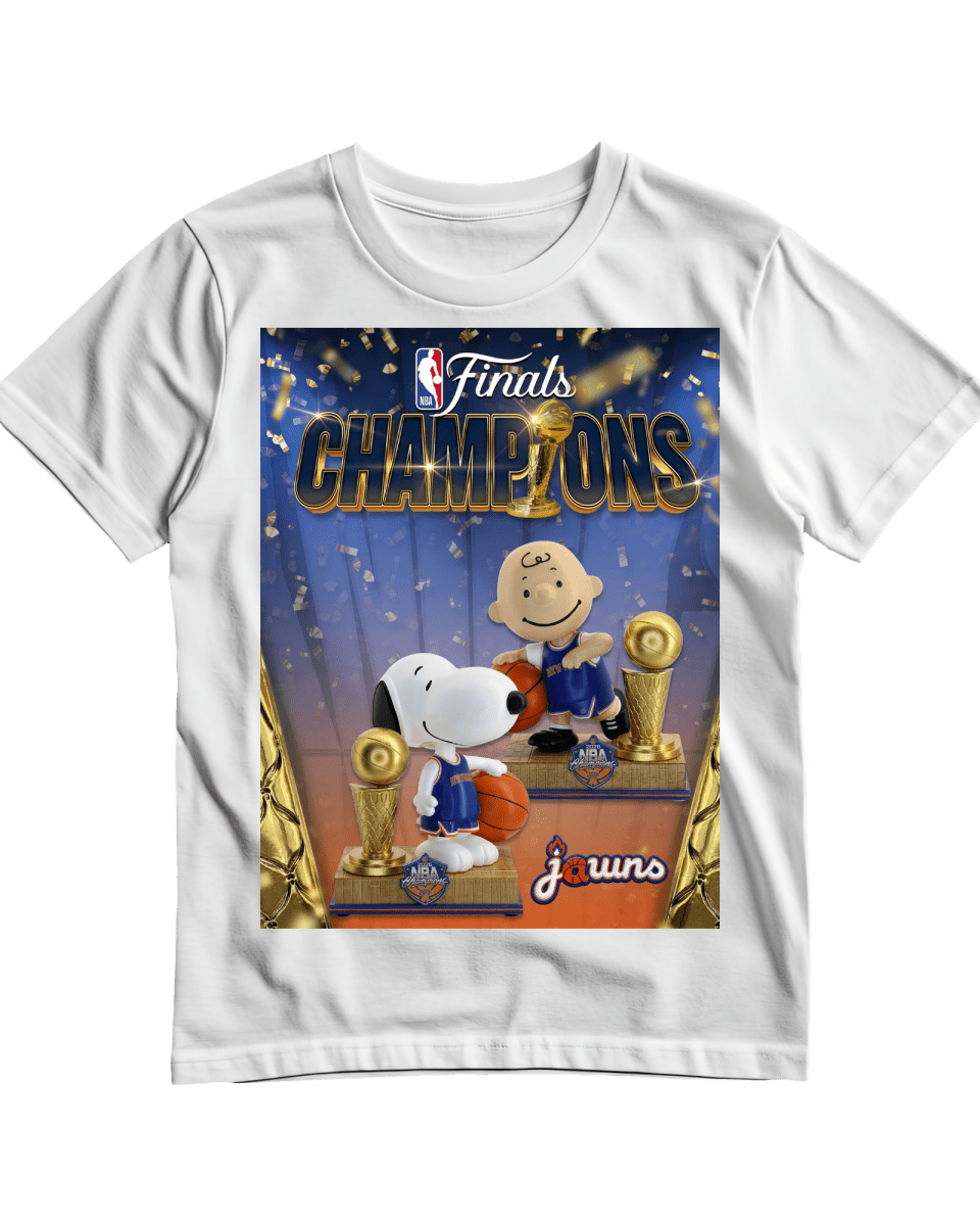 New York Knicks Peanuts 2026 NBA World Champions - White T-Shirt - T-Shirt - Jawns on Fire Sneakers & Shoes