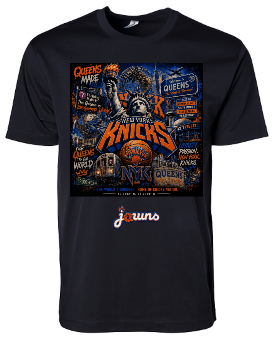 New York Knicks Queens JAWNS Black T-Shirt - T-Shirt - Jawns on Fire Sneakers & Shoes