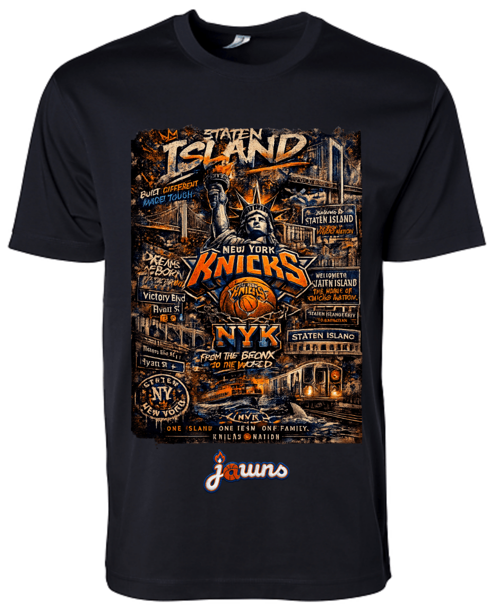 New York Knicks Staten Island JAWNS Black T-Shirt - T-Shirt - Jawns on Fire Sneakers & Shoes