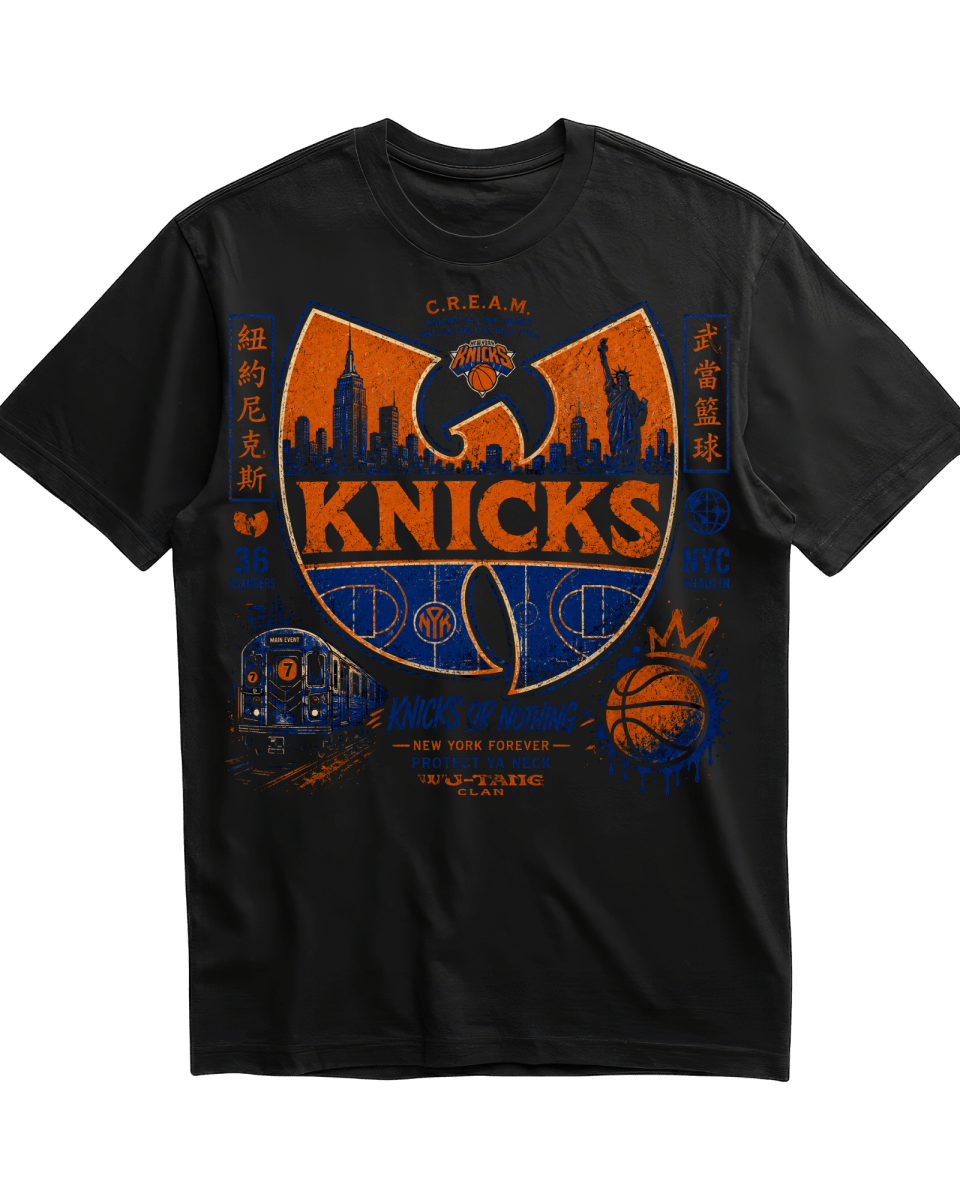 New York Knicks x Wu-Tang Orange 2026 NBA World Champions - Black T-Shirt - T-Shirt - Jawns on Fire Sneakers & Shoes