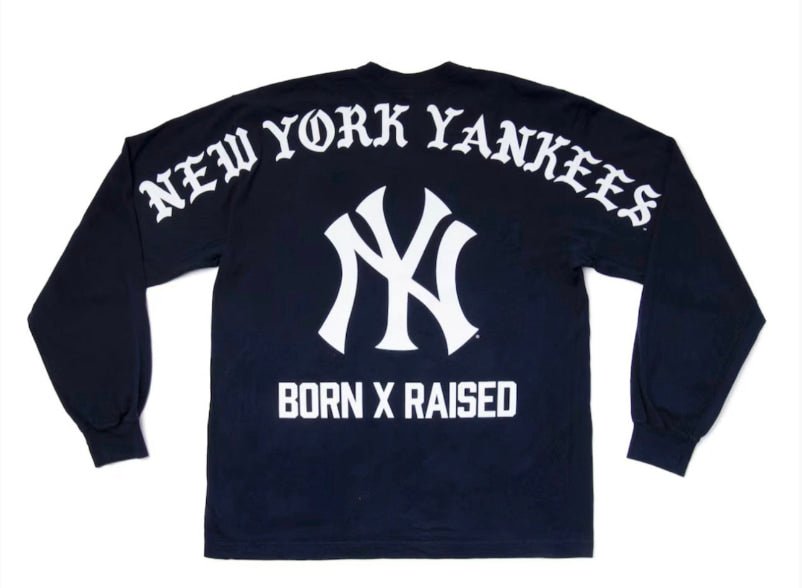 New York Yankees Mitchell &amp; Ness Navy Born X Raised Long Sleeve T-Shirt - Clothing - Mens - Jawns on Fire Sneakers &amp; Shoes