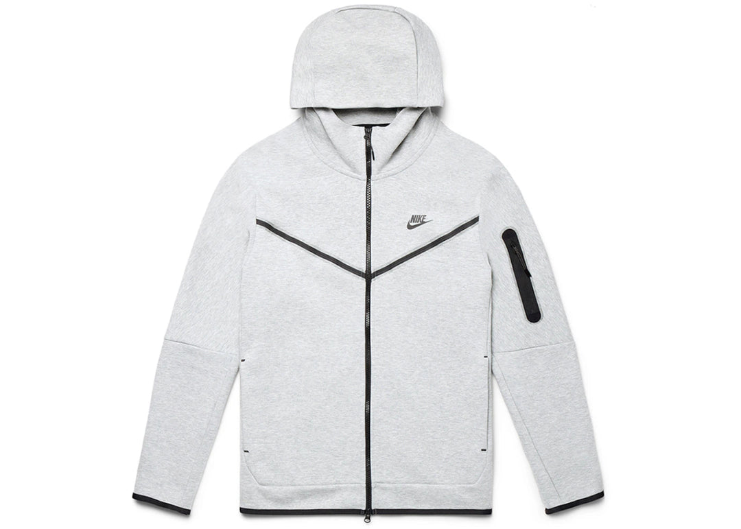 Nike Sportswear Tech Fleece Full - Zip Hoodie Heather Grey/Black - Clothing - Mens - Jawns on Fire Sneakers & Shoes