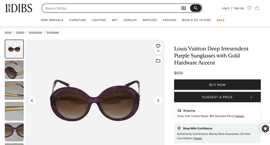 Louis Vuitton Deep Irresendent Purple Sunglasses with Gold Hardware Accent