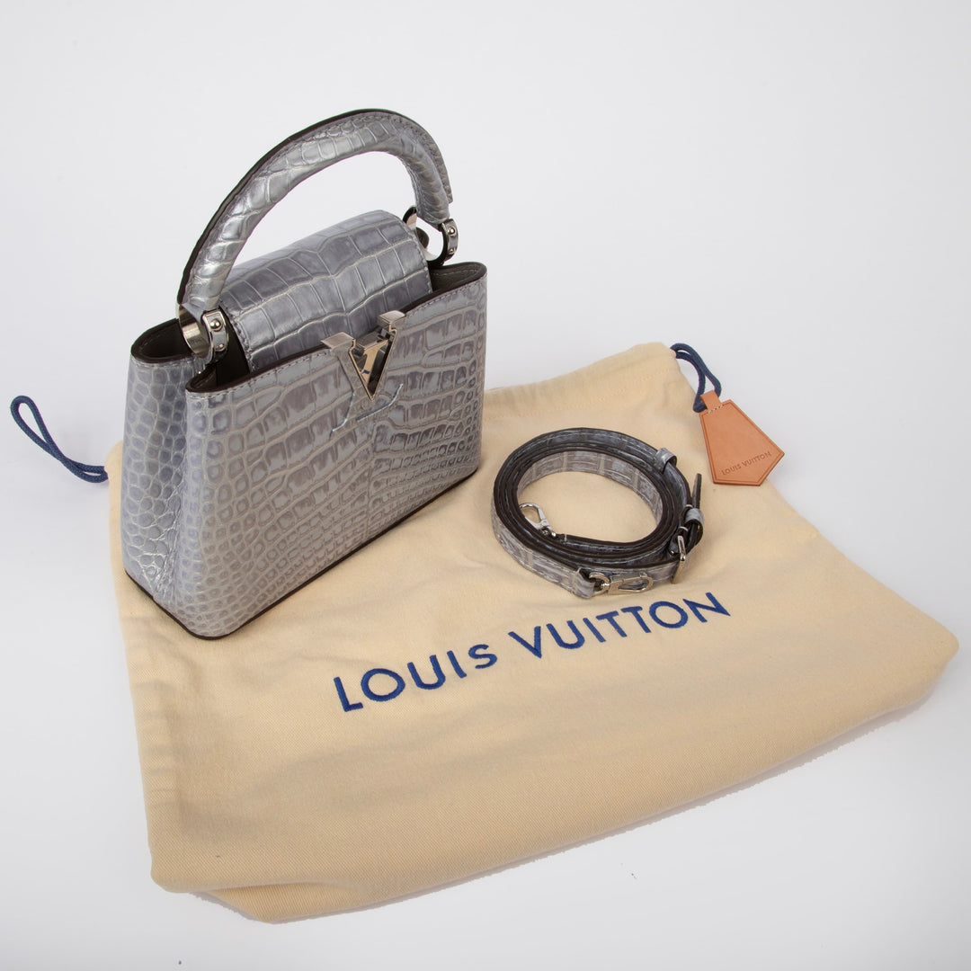 Louis Vuitton Crocodile Capucines BB Silver