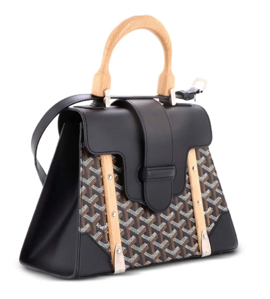 Goyard Black Goyardine Coated Canvas Saigon Structure Top Handle Bag PM
