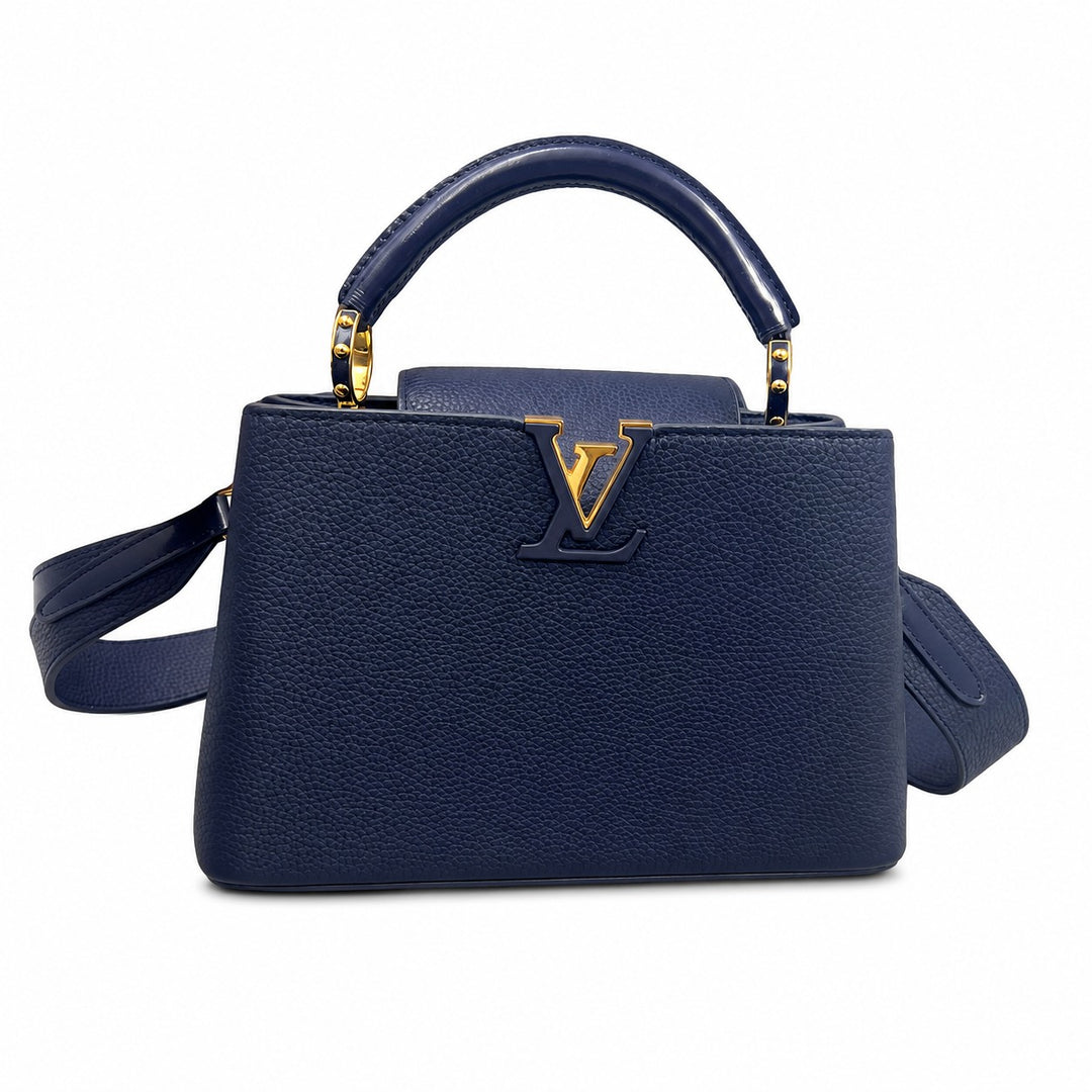 Louis Vuitton Capucines MM Navy Taurillon Leather Top Handle Bag