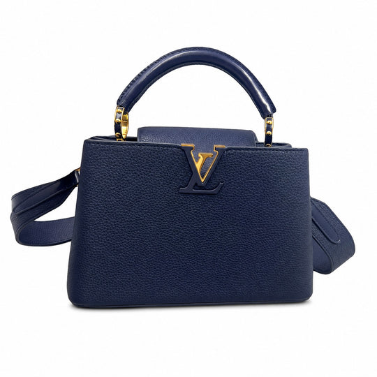 Louis Vuitton Capucines MM Navy Taurillon Leather Top Handle Bag
