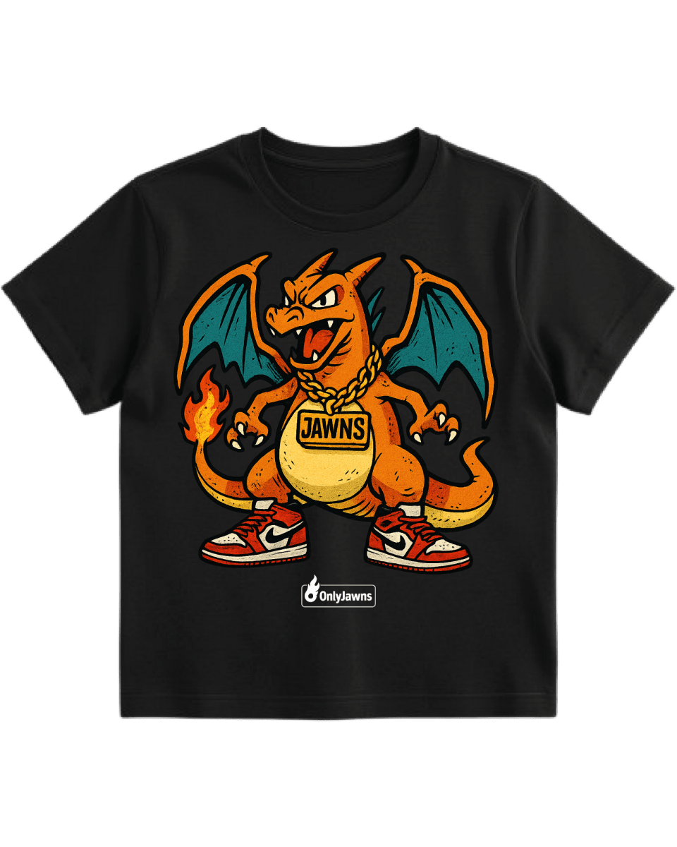 Pokemon Charizard Jordan Jawns - Only Jawns - Black T-Shirt - T-Shirt - Jawns on Fire Sneakers & Shoes