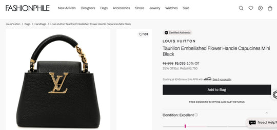 Louis Vuitton Capucine Mini MM Taurillon Leather Embellished Flower Black