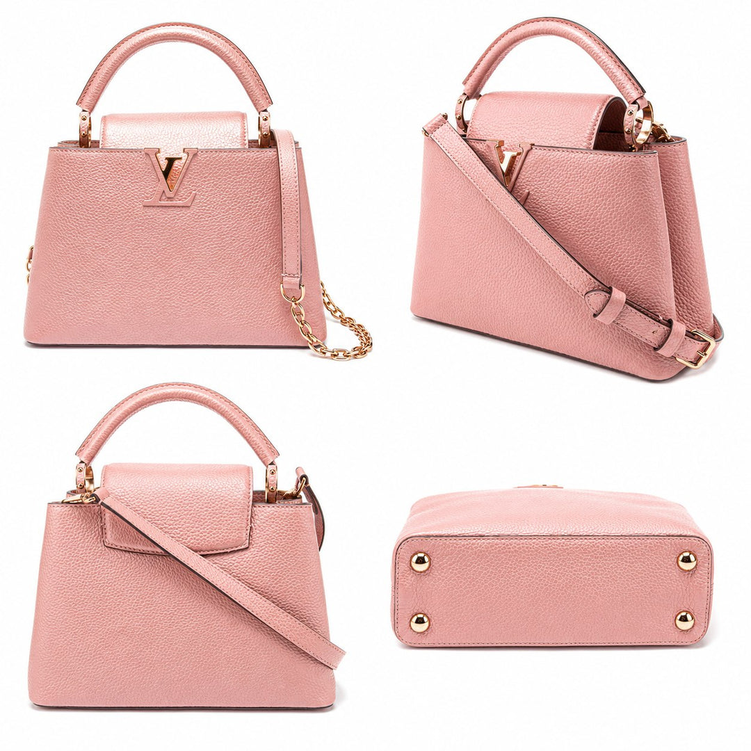 Louis Vuitton Capucines BB Pink Metallic Taurillon Leather Top Handle Bag