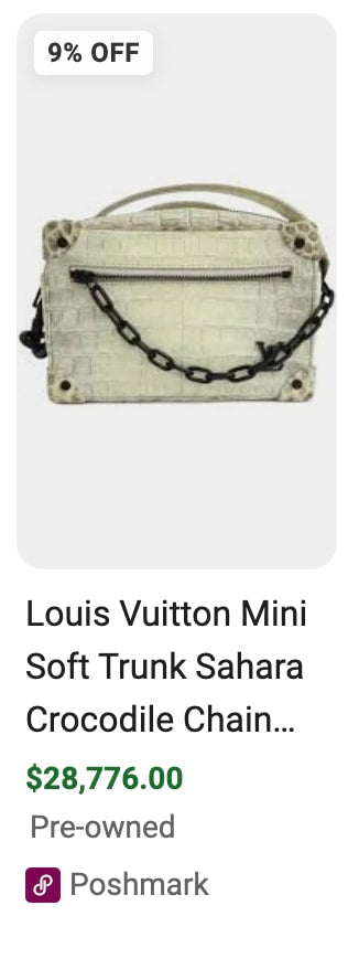 Louis Vuitton Crocodile Leather Shoulder Bag Soft Trunk Bronze