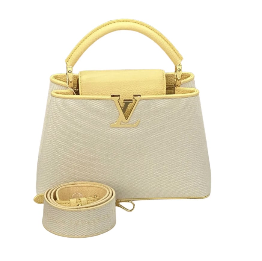 Louis Vuitton Canvas Taurillon Capucines BB Plume Yellow