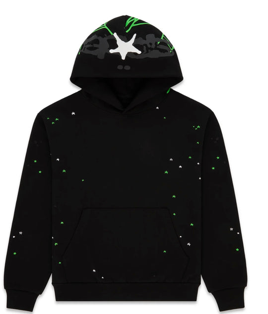 Sp5der Heavy Web Hoodie Dark Green