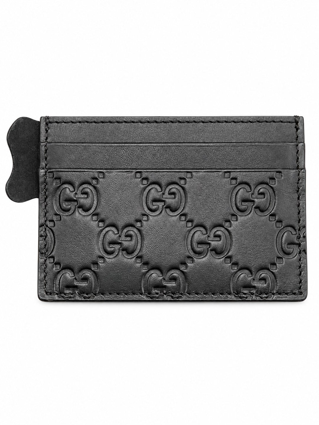 D Gucci Black and Monogram Leather Card Holder