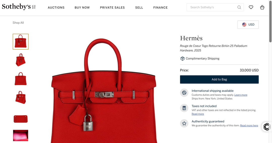 Hermès Birkin 25 Rouge de Coeur Togo Palladium Hardware