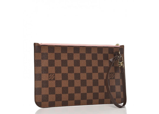 Louis Vuitton Pochette Damier Ebene Rose Ballerine Lining