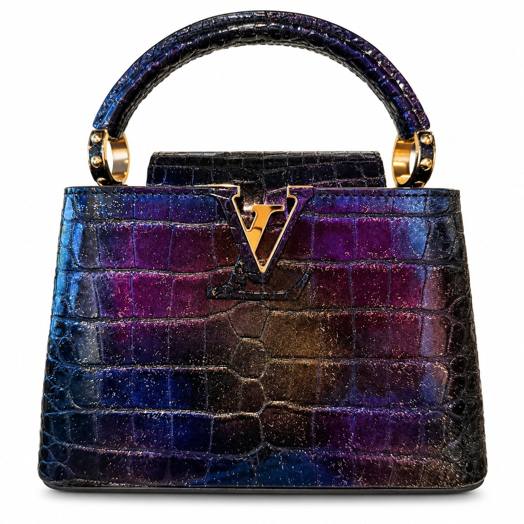 Louis Vuitton Capucines Black &amp; Purple Mini Crocodile