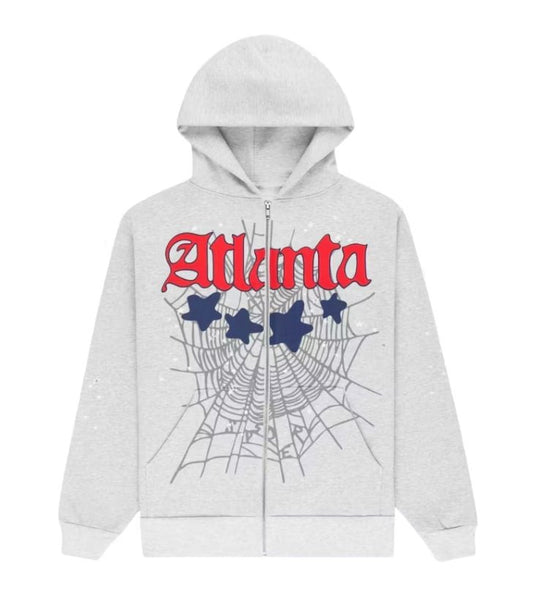 Sp5der Atlanta Full Zip Hoodie Heather Grey - Clothing - Mens - Jawns on Fire Sneakers & Shoes