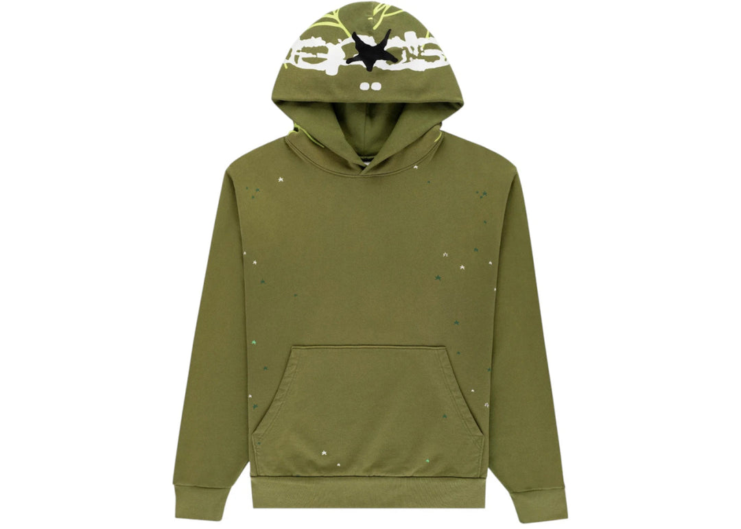 Sp5der Heavy Web Hoodie Olive - Clothing - Mens - Jawns on Fire Sneakers & Shoes