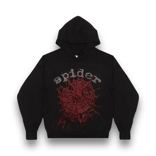 Sp5der OG Web V2 Black Rhinestone Logo Hoodie - Hoodie - Jawns on Fire Sneakers & Shoes