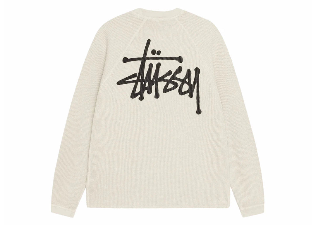 Stussy Raglan Thermal L/S Crew Bone - Clothing - Mens - Jawns on Fire Sneakers &amp; Shoes