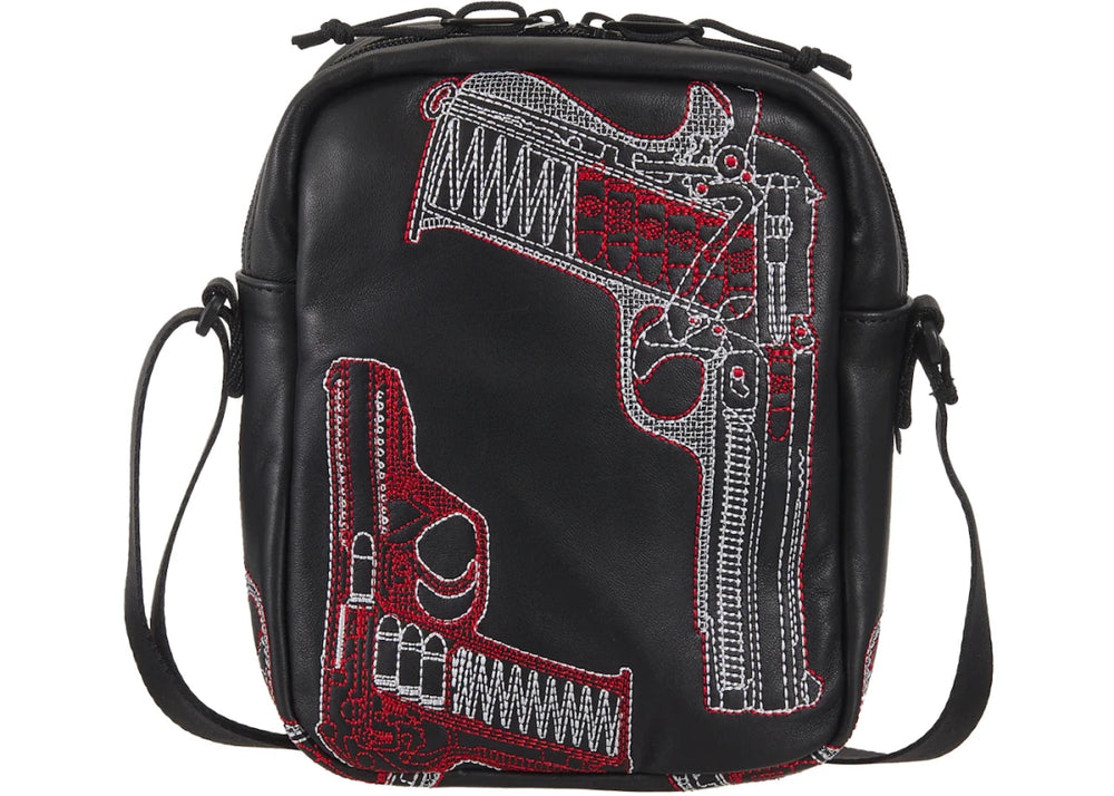 Supreme Guns Embroidered Leather Shoulder Bag Black - Handbags - Jawns on Fire Sneakers & Shoes