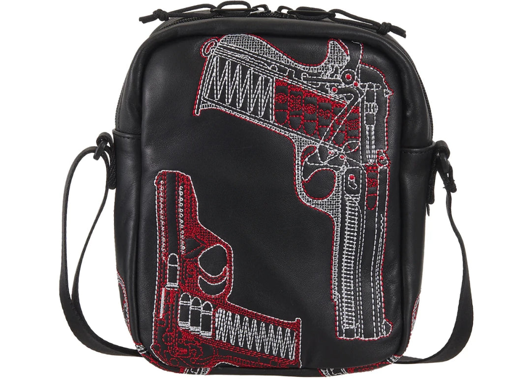 Supreme Guns Embroidered Leather Shoulder Bag Black - Handbags - Jawns on Fire Sneakers & Shoes
