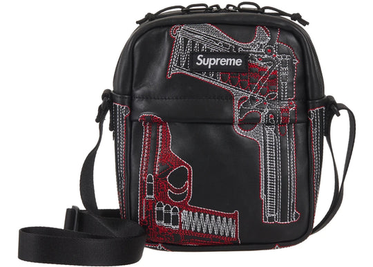 Supreme Guns Embroidered Leather Shoulder Bag Black - Handbags - Jawns on Fire Sneakers & Shoes