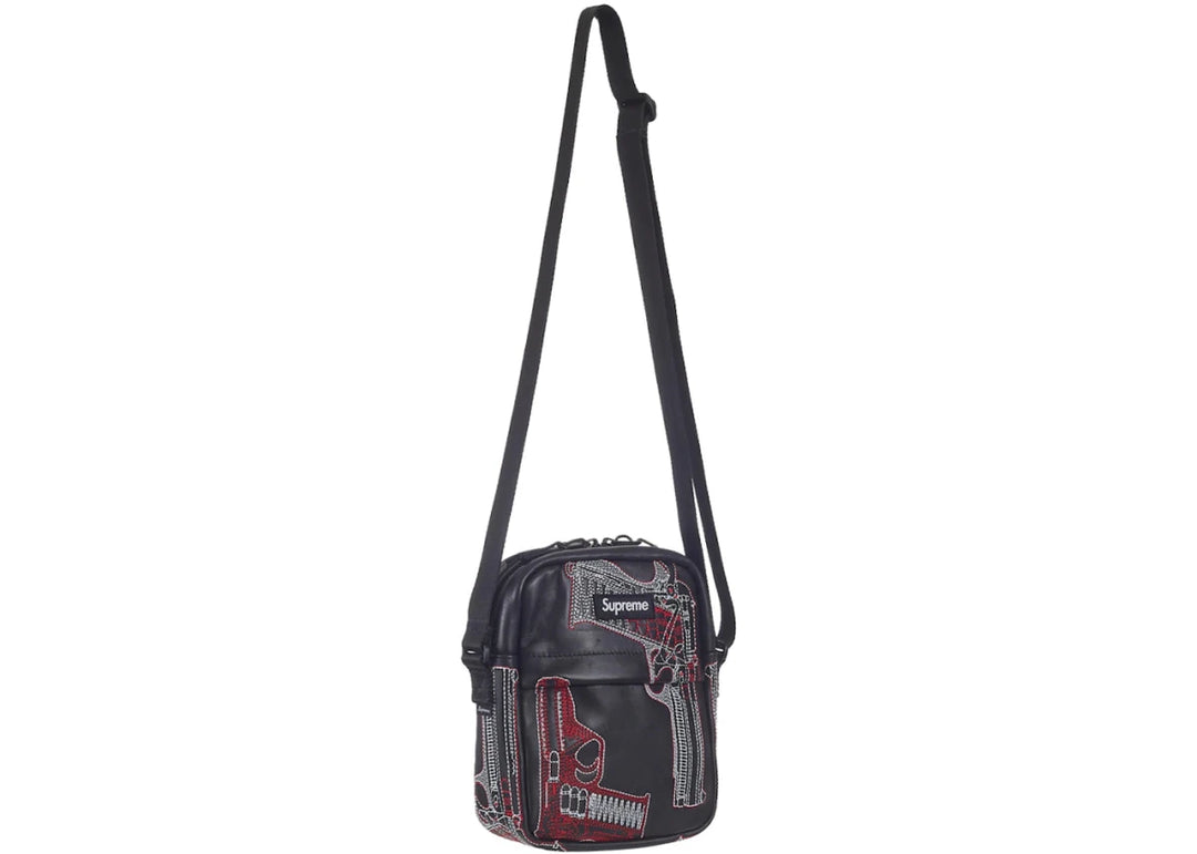 Supreme Guns Embroidered Leather Shoulder Bag Black - Handbags - Jawns on Fire Sneakers & Shoes
