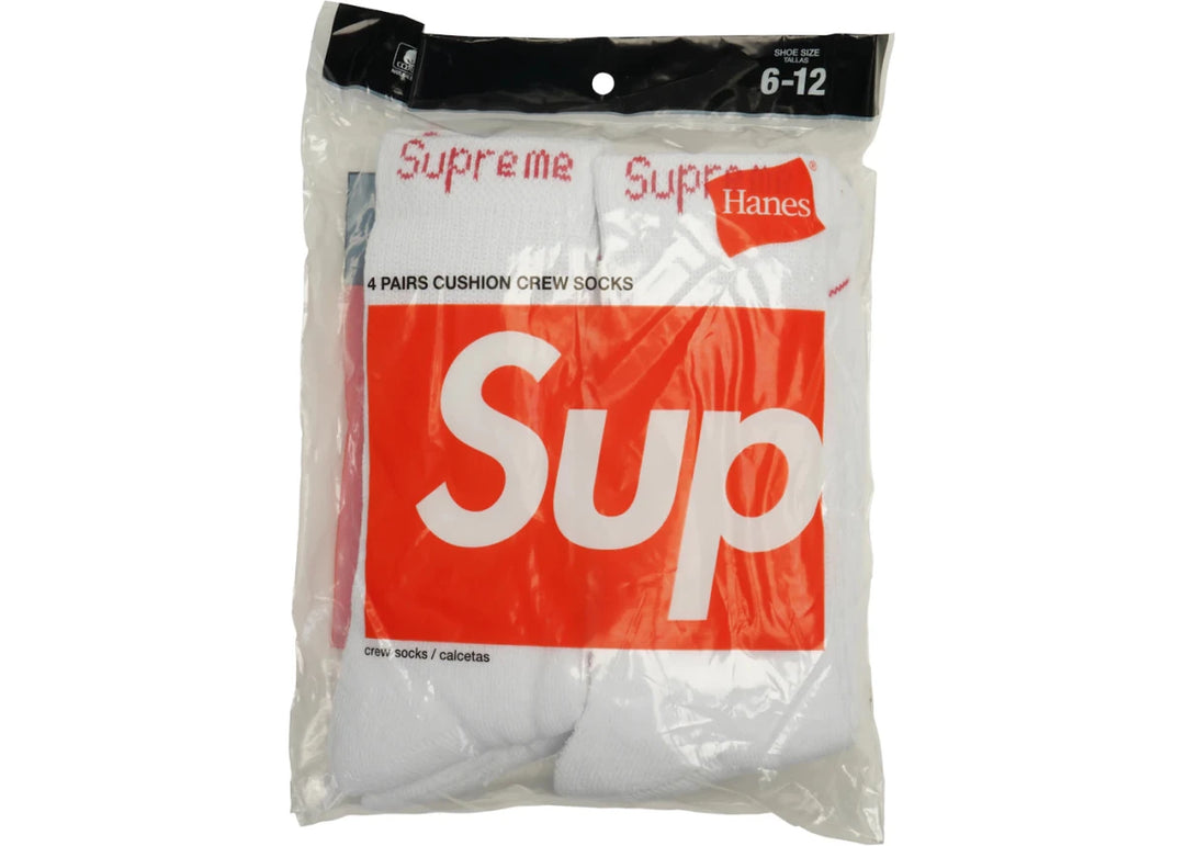 Supreme Hanes Crew Socks (4 Pack) White - Clothing Accessory - Jawns on Fire Sneakers &amp; Shoes