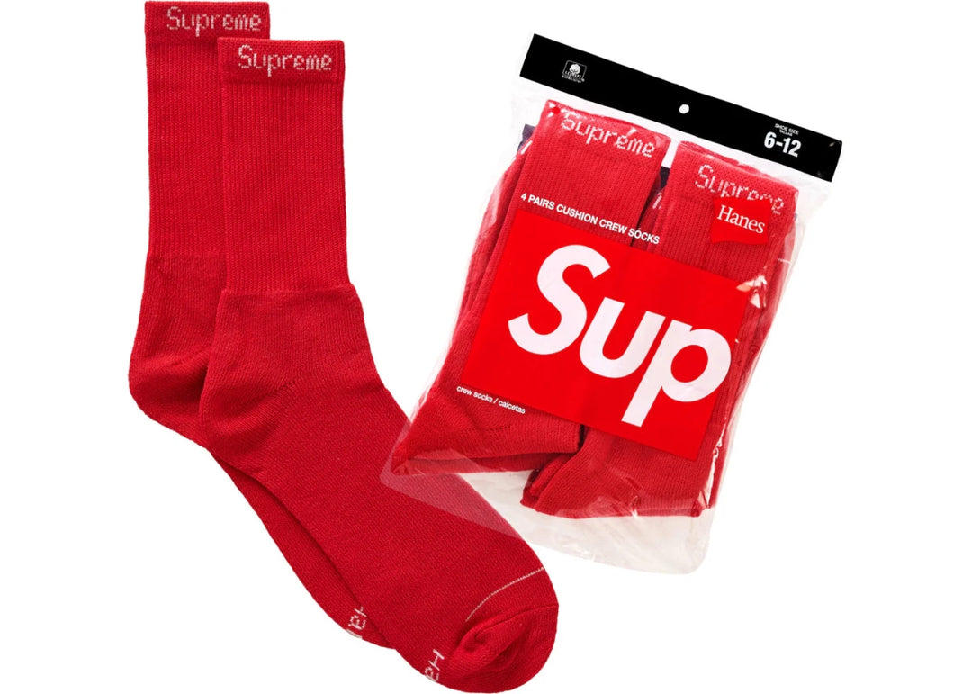 Supreme Hanes Socks (4 Pack) Red - Clothing Accessory - Jawns on Fire Sneakers & Shoes