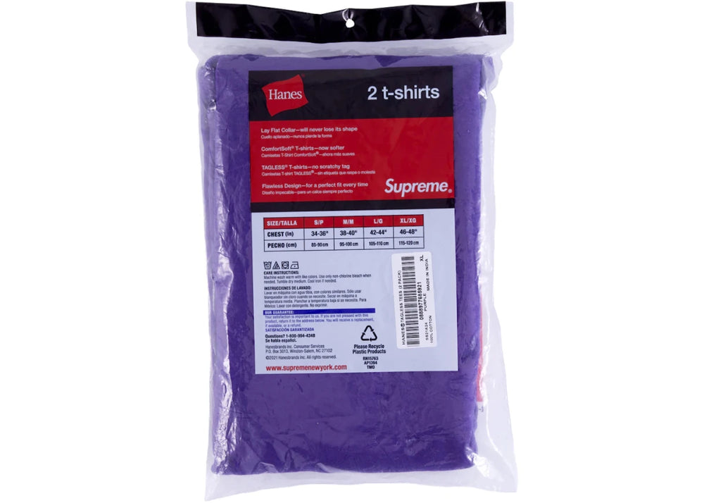 Supreme Hanes Tagless Tees (2 Pack) Purple - Clothing - Mens - Jawns on Fire Sneakers & Shoes