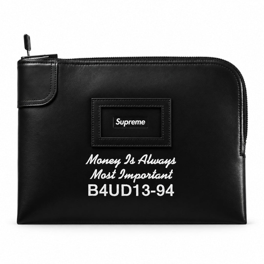 Supreme Leather Black Money Bag FW25 - Handbags - Jawns on Fire Sneakers & Shoes
