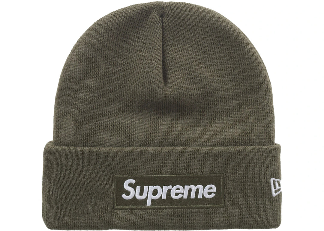 Supreme New Era Box Logo Beanie (FW25) Light Olive - Clothing Accessory - Jawns on Fire Sneakers & Shoes