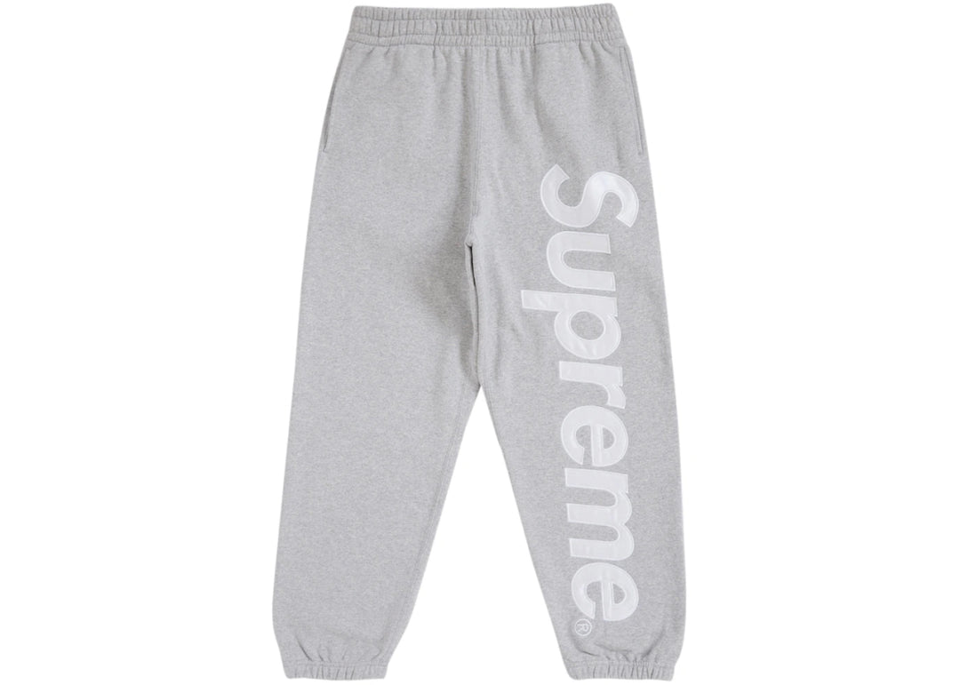 Supreme Satin Applique Sweatpant FW24 Heather Grey - Clothing - Mens - Jawns on Fire Sneakers & Shoes