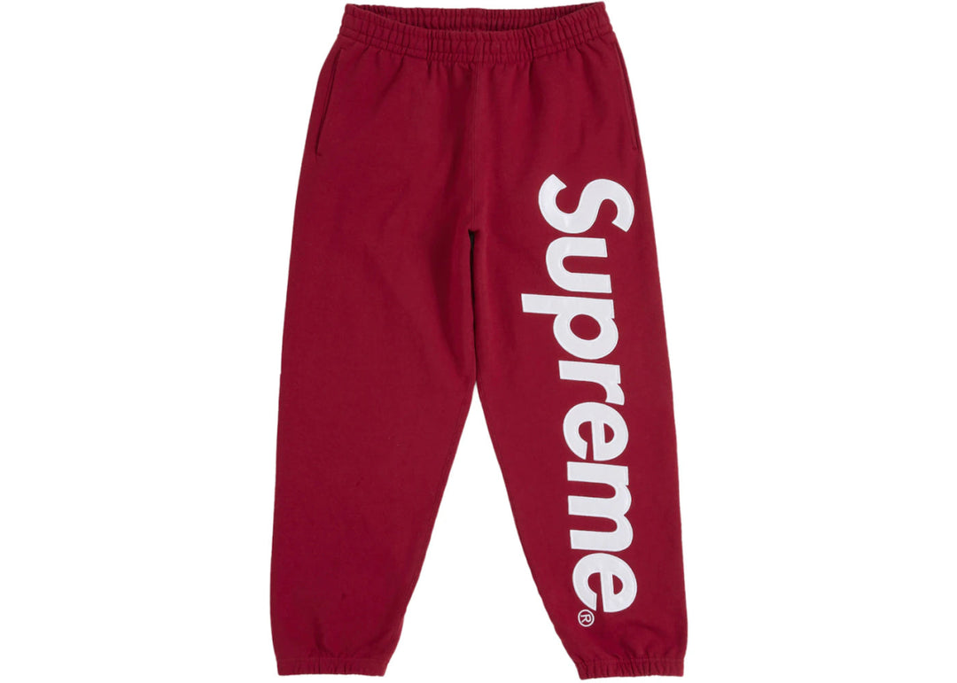 Supreme Satin Appliqué Sweatpant (FW25) Red - Clothing - Mens - Jawns on Fire Sneakers & Shoes