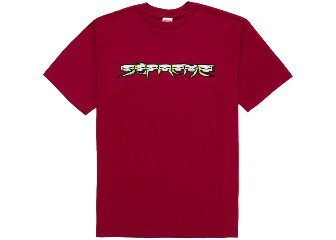 Supreme Skulls Spellout Tee Cardinal - Clothing - Mens - Jawns on Fire Sneakers & Shoes