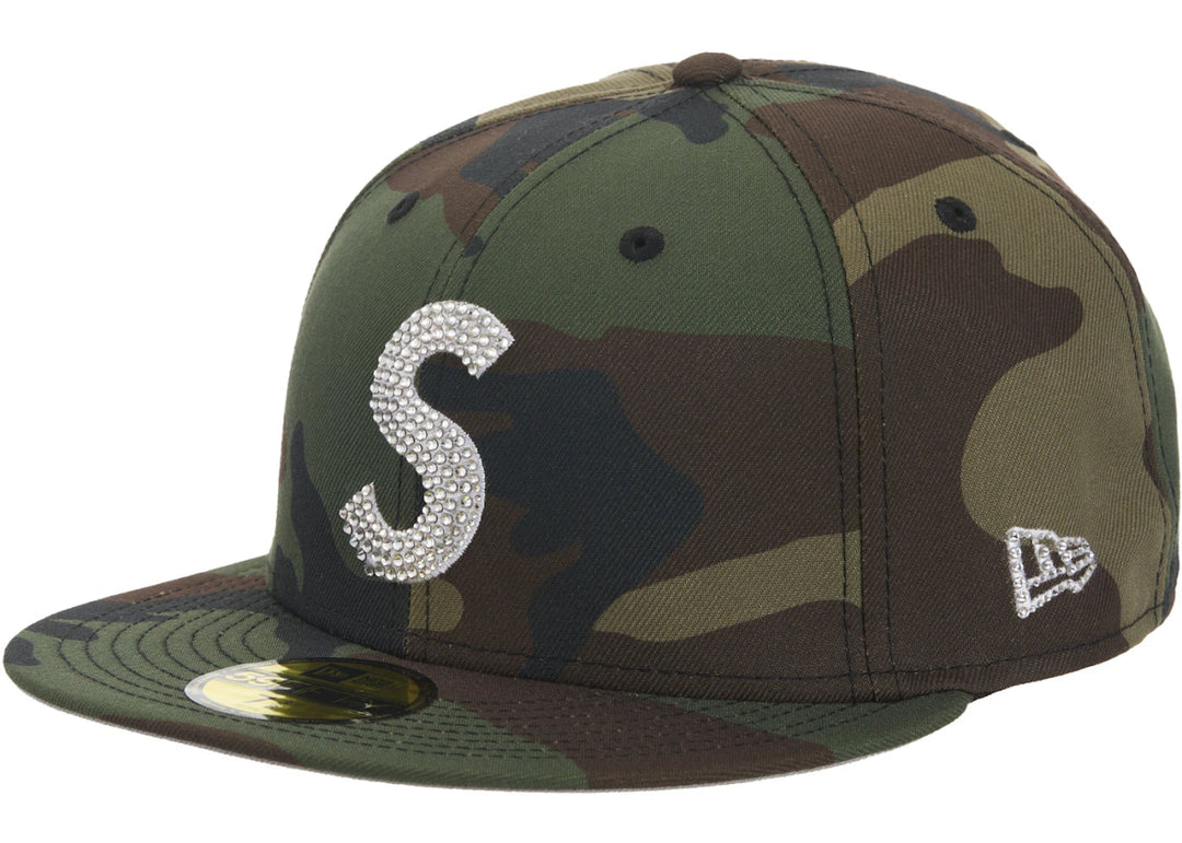 Supreme Swarovski S Logo New Era 59Fifty Fitted Hat Woodland Camo - Clothing Accessory - Jawns on Fire Sneakers & Shoes