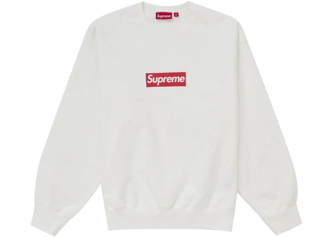 Supreme Washed Box Logo Crewneck White - Clothing - Mens - Jawns on Fire Sneakers & Shoes