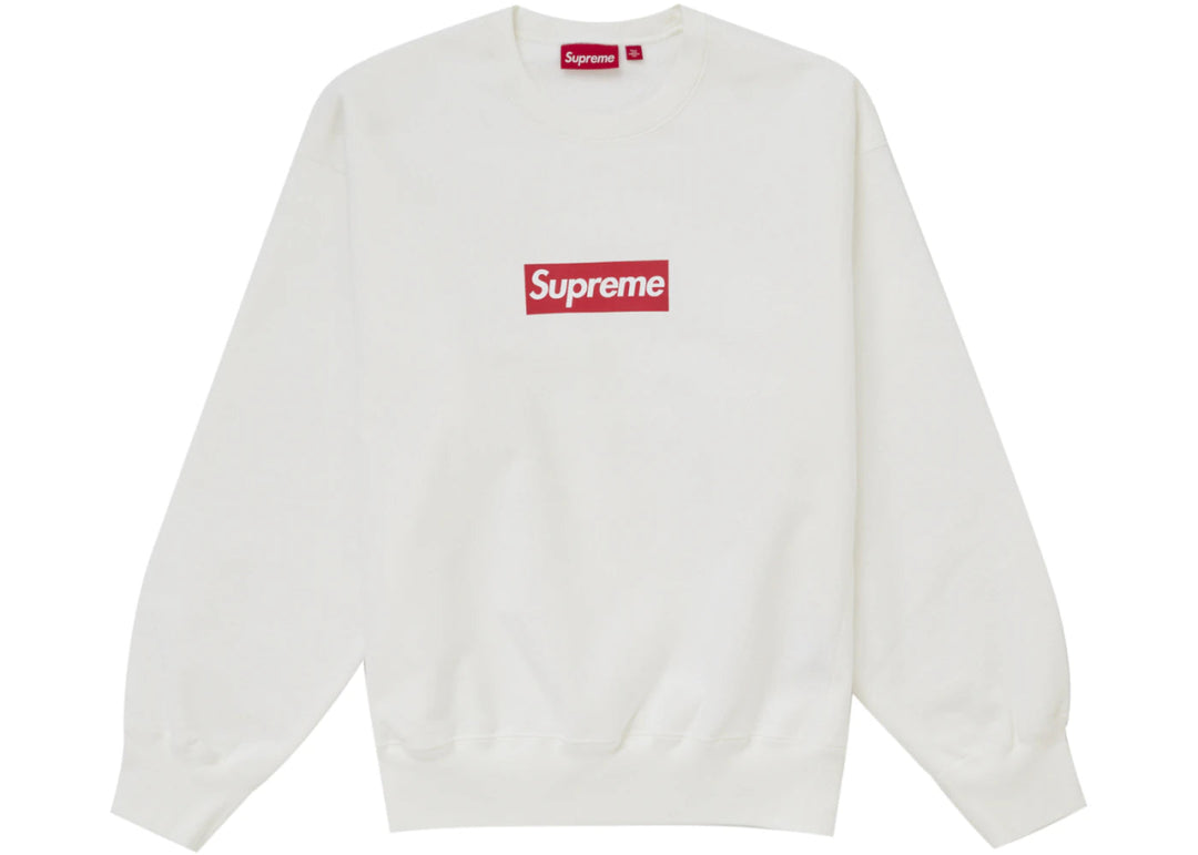 Supreme Washed Box Logo Crewneck White - Clothing - Mens - Jawns on Fire Sneakers & Shoes